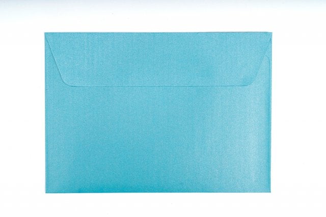 Buste DIN C6 adesive, blu madreperla