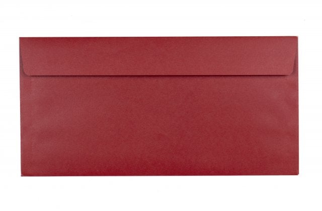 Buste DIN lunghe adesive, stampa rosso scuro