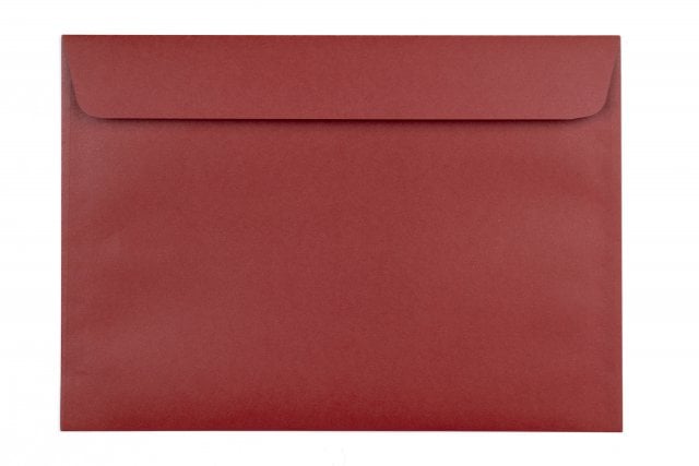 Buste DIN C5 adesive sensibili alla pressione, stampa rosso scuro