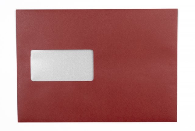 Buste DIN C5 adesive con finestra, stampa rosso scuro
