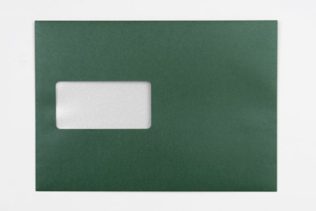 Buste DIN C5 adesive con finestra, stampa verde scuro