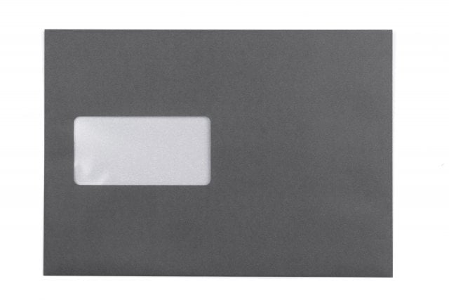 Buste DIN C5 adesive con finestra, stampa grigio scuro