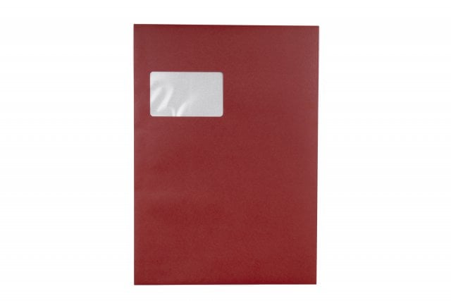 Buste DIN C4 adesive con finestra, stampa rosso scuro