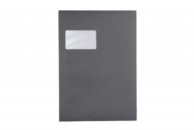 Buste DIN C4 adesive con finestra, stampa grigio scuro