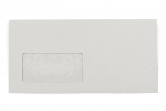 Buste DIN lunghe, grigio riciclato con finestra