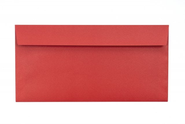 Buste DIN lunghe adesive, stampa rossa