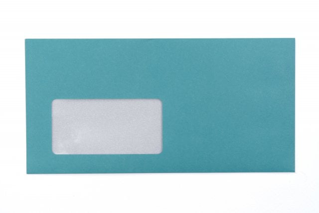 Buste DIN lunghe con finestra, stampa turchese