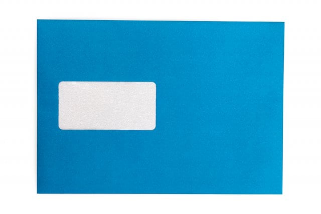 Buste DIN C5 adesive con finestra, stampa blu
