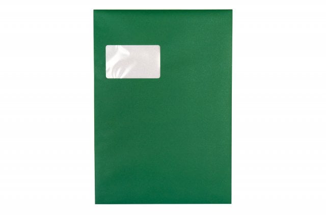 Buste DIN C4 adesive con finestra, stampa verde