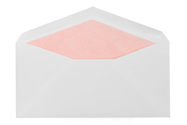 Buste DIN lunghe, bianche con fodera rosa