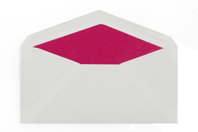 Buste DIN lunghe, bianche con fodera rosa