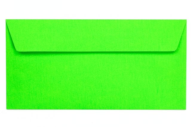 Buste DIN lunghe adesive, verde neon
