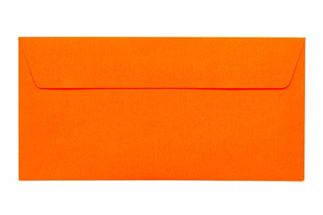Buste DIN lunghe adesive, arancione neon
