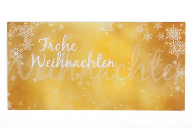 Buste DIN lunghe, stampa gialla, neve natalizia