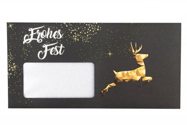Buste DIN lunghe con finestra, stampa grigio scuro, renna di Natale