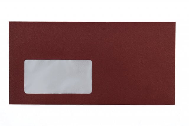 Buste DIN lunghe con finestra, stampa rosso scuro