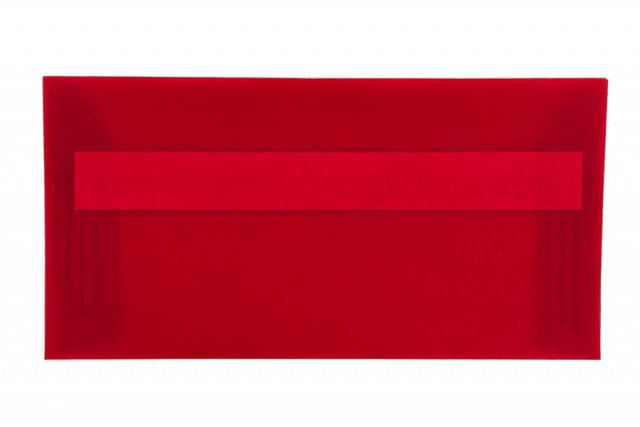 Buste DIN lunghe adesive, rosso trasparente