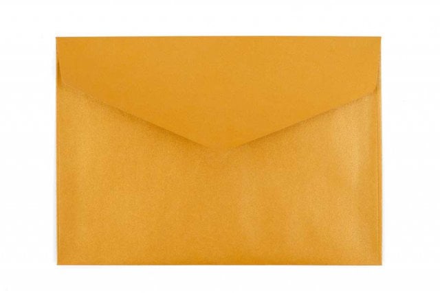 Buste DIN C6 adesive con lembo appuntito, oro