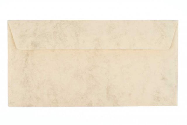 Buste DIN lunghe adesive, crema marmorizzato