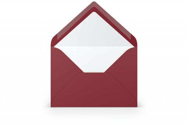 Buste DIN B6, foderate di rosso scuro