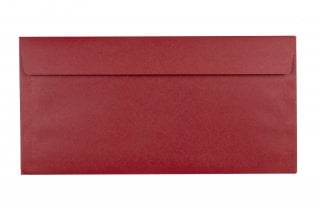 Buste DIN lunghe adesive, stampa rosso scuro