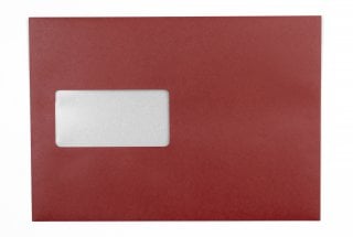 Buste DIN C5 adesive con finestra, stampa rosso scuro