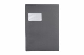 Buste DIN C4 adesive con finestra, stampa grigio scuro