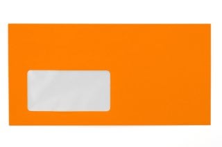 Buste DIN lunghe con finestra, arancione neon