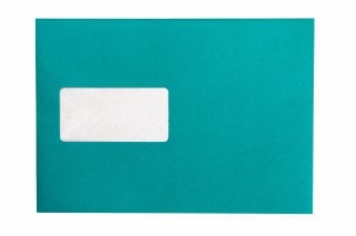 Buste DIN C5 adesive con finestra, stampa turchese