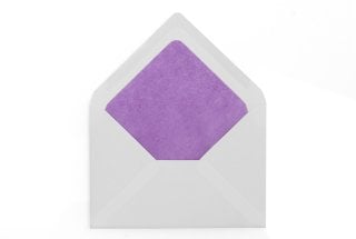 Buste DIN C6, bianche con fodera viola