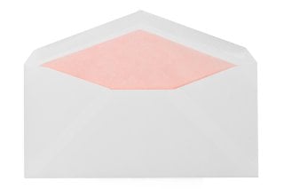 Buste DIN lunghe, bianche con fodera rosa