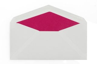 Buste DIN lunghe, bianche con fodera rosa
