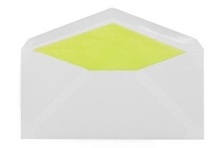 Buste DIN lunghe, bianche con fodera verde chiaro