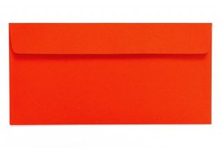 Buste DIN lunghe adesive, rosso fluorescente