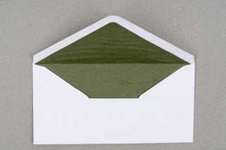Buste DIN lunghe, bianche con fodera verde