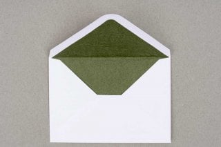 Buste DIN C6, bianche con fodera verde