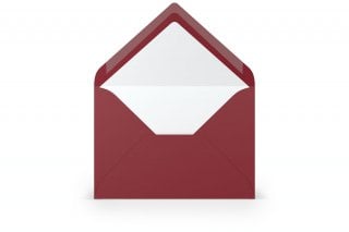 Buste DIN B6, foderate di rosso scuro